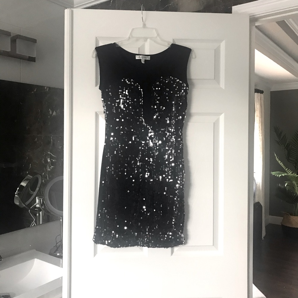 Black sequin mini dress